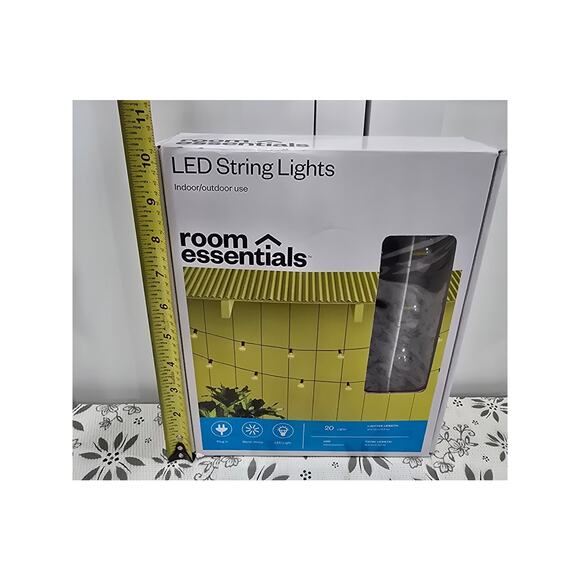 Room Essentials LED String Lights – Black Cord, Warm White New in Box (Tested) - Picture 6 of 8